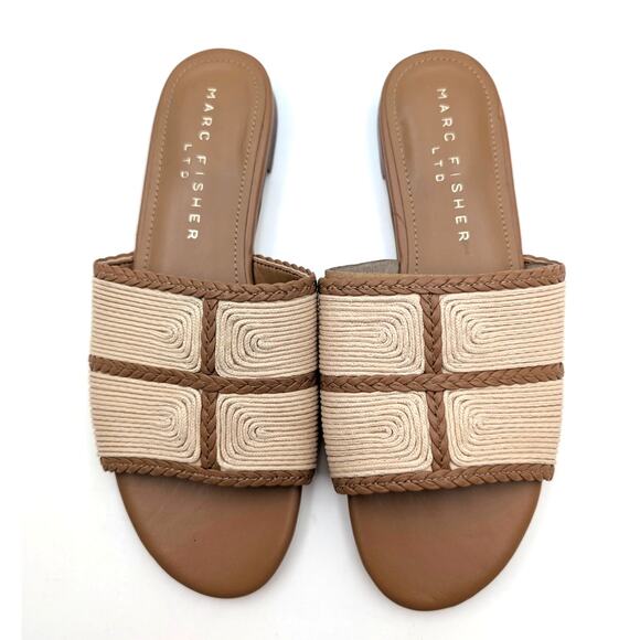 Marc Fisher LTD Zuri Flat Slide Sandal Women's Natural/Brown Size US6M EU37 - Picture 9 of 9
